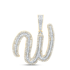 10K Yellow Gold 1 1/5 CTW-Natural Diamond Fashion Initial "W" Pendant 4.31 Gram