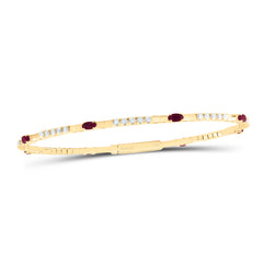 14K Yellow Gold 3/4 CTW-Natural Diamond 1 1/4 CTWov-Ru Natural Gemstone Bangle (60X50MM) 5.54 Gram