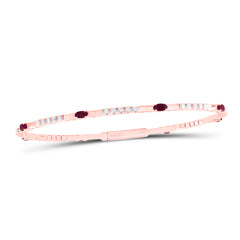 14K Rose Gold 3/4 CTW-Natural Diamond 1 1/4 CTWov-Ru Natural Gemstone Bangle (60X50MM) 5.54 Gram