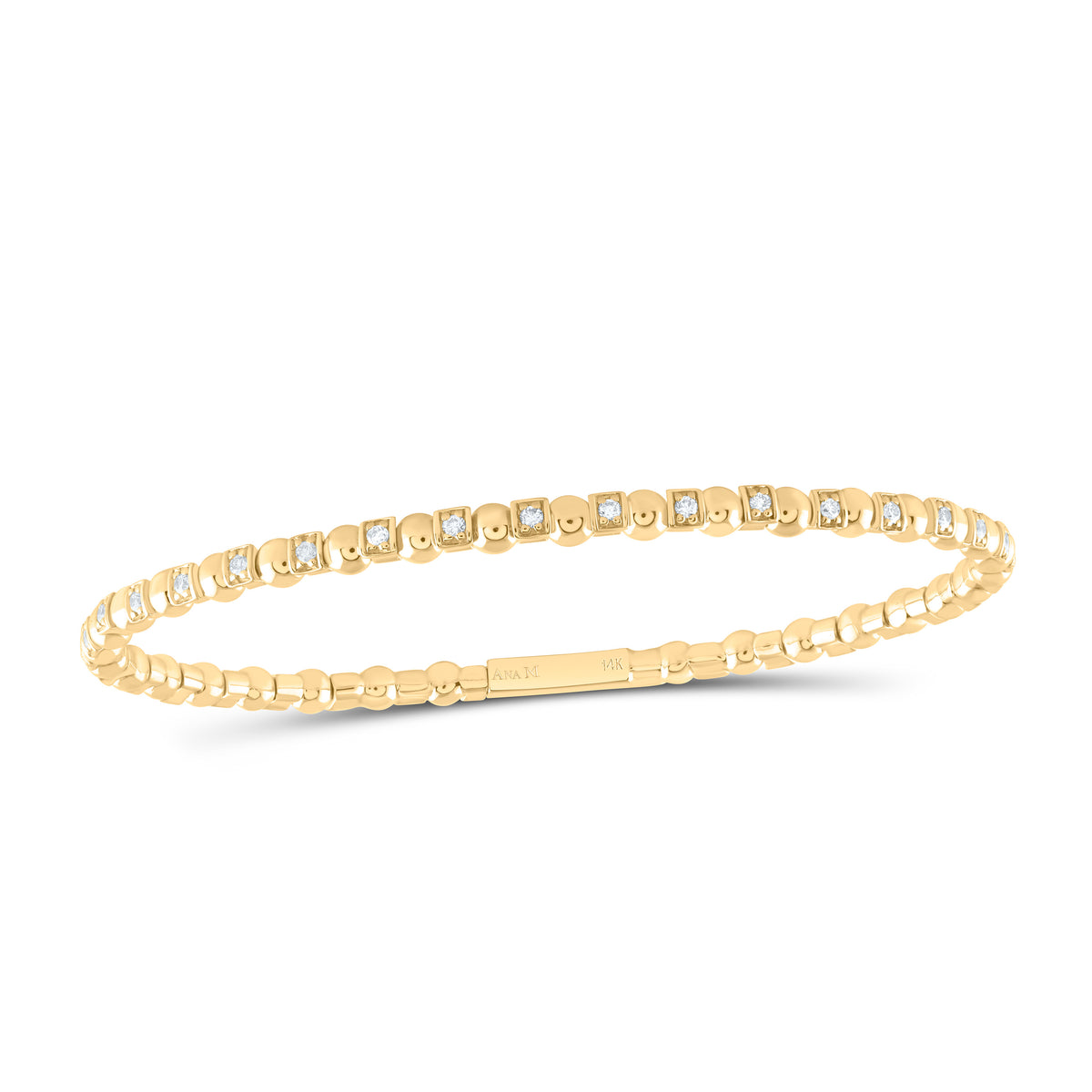 14K Yellow Gold 1/4 CTW-Natural Diamond Fashion Flexible Bangle (60X50MM) 13.60 Gram