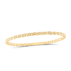 14K Yellow Gold 1/4 CTW-Natural Diamond Fashion Flexible Bangle (60X50MM) 13.60 Gram
