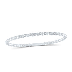 14K White Gold 1/4 CTW-Natural Diamond Fashion Flexible Bangle (60X50MM) 13.60 Gram