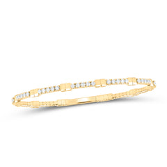 14K Yellow Gold 1 3/8 CTW-Natural Diamond Fashion Flexible Bangle (60X50MM) 7.79 Gram