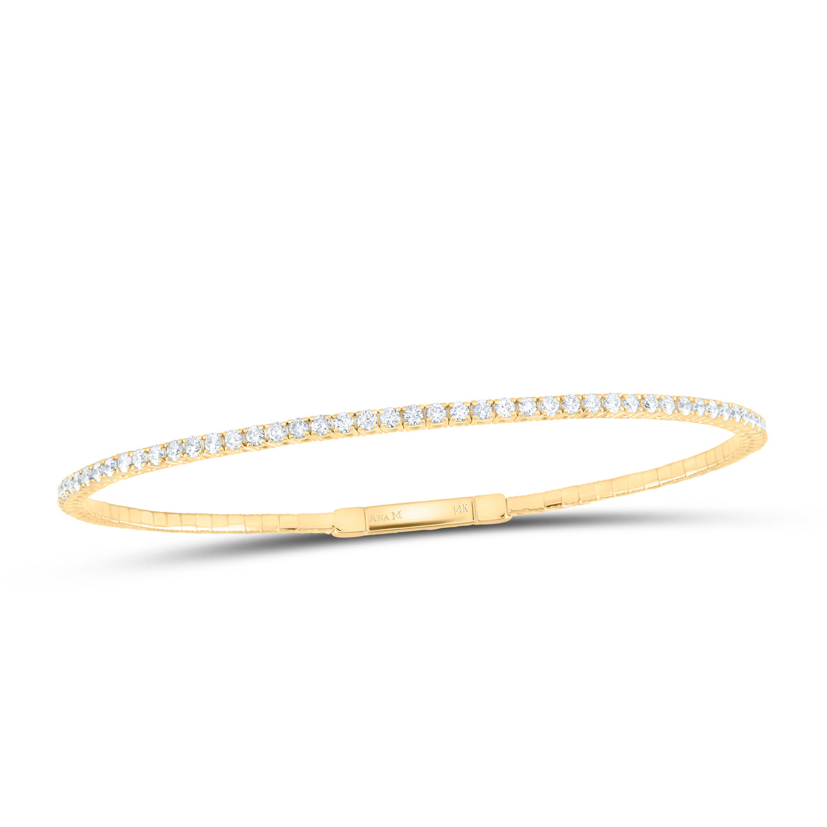 14K Yellow Gold 1 5/8 CTW-Natural Diamond Fashion Flexible Bangle (60X50MM) 6.02 Gram