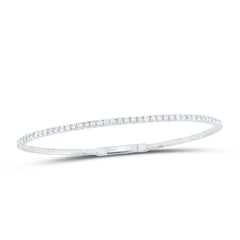 14K White Gold 1 5/8 CTW-Natural Diamond Fashion Flexible Bangle (60X50MM) 6.14 Gram