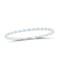 14K White Gold 3/8 CTW-Natural Diamond Fashion Flexible Bangle (60X50MM) 7.53 Gram
