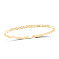 14K Yellow Gold 1/5 CTW-Natural Diamond Fashion Flexible Bangle (60X50MM) 7.4 Gram