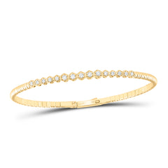 14K Yellow Gold 1/3 CTW-Natural Diamond Fashion Flexible Bangle (60X50MM) 8.28 Gram