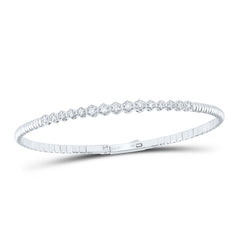 14K White Gold 1/3 CTW-Natural Diamond Fashion Flexible Bangle (60X50MM) 8 Gram