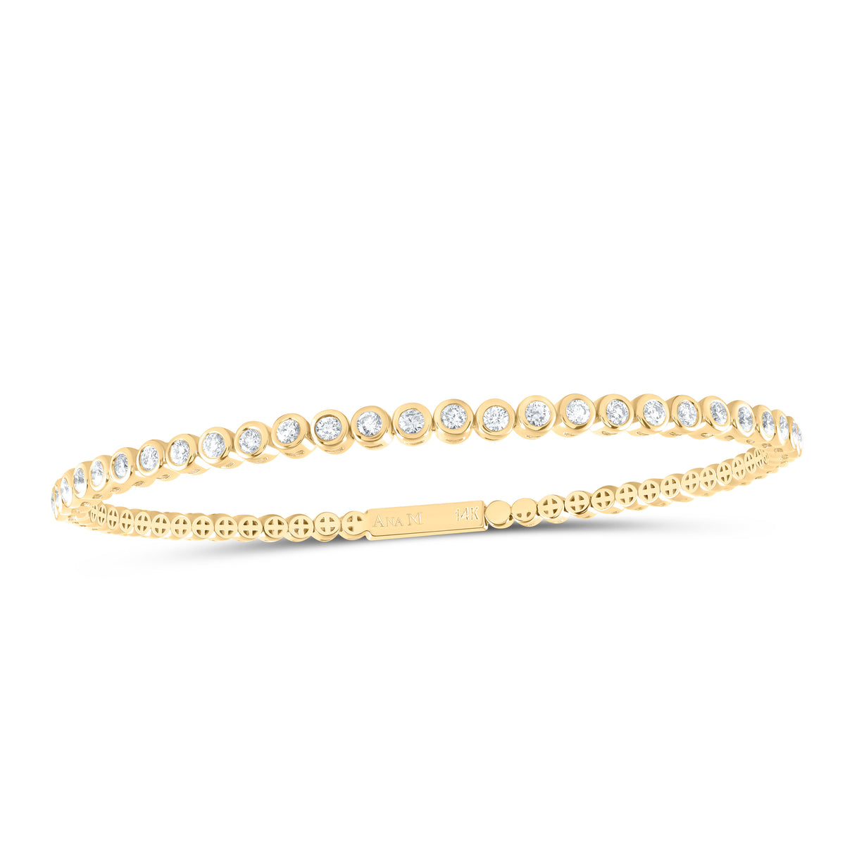 14K Yellow Gold 7/8 CTW-Natural Diamond Fashion Flexible Bangle (60X50MM) 8.43 Gram