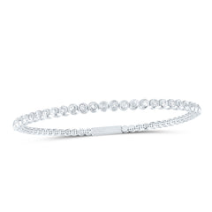 14K White Gold 7/8 CTW-Natural Diamond Fashion Flexible Bangle (60X50MM) 8.41 Gram
