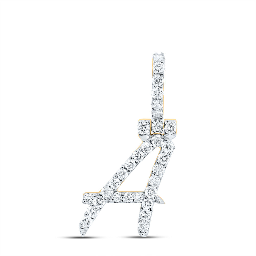 10K Yellow Gold 1/2 CTW-Natural Diamond Fashion Initial "A" Pendant 1.35 Gram