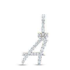 10K Yellow Gold 1/2 CTW-Natural Diamond Fashion Initial "A" Pendant 1.35 Gram
