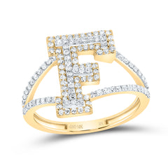 10K Yellow Gold 1/2 CTW-Natural Diamond Fashion Initial "F" Ladies Ring 2.21 Gram