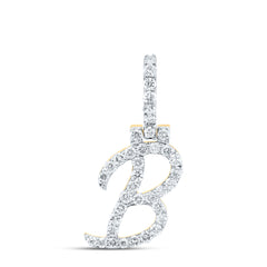 10K Yellow Gold 5/8 CTW-Natural Diamond Fashion Initial "B" Pendant 1.54 Gram