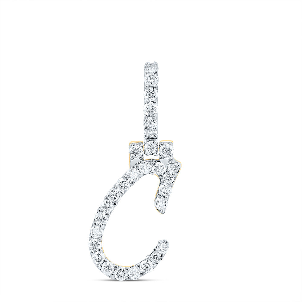 10K Yellow Gold 1/2 CTW-Natural Diamond Fashion Initial "C" Pendant 1.17 Gram