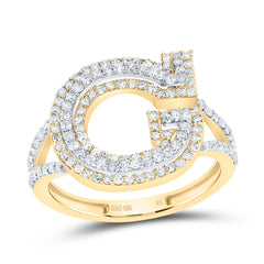 10K Yellow Gold 5/8 CTW-Natural Diamond Fashion Initial "G" Ladies Ring 2.84 Gram