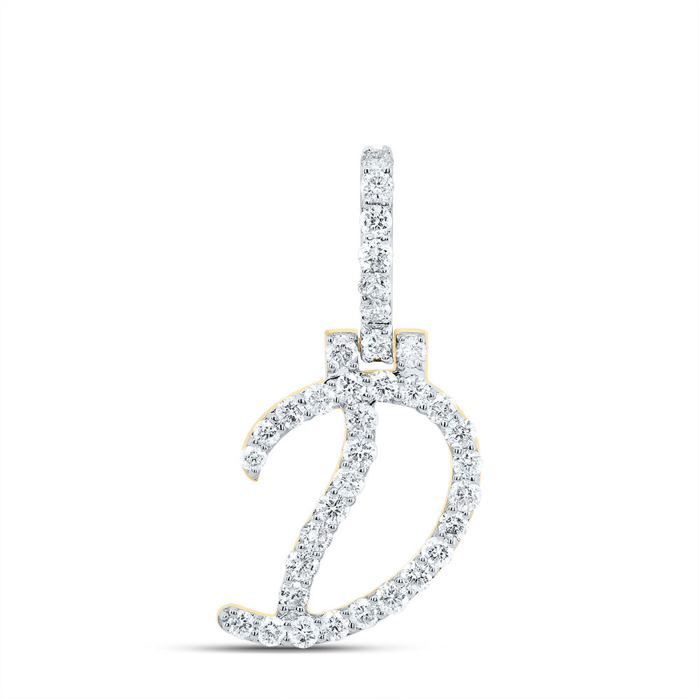 10K Yellow Gold 5/8 CTW-Natural Diamond Fashion Initial "D" Pendant 1.41 Gram