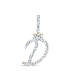 10K Yellow Gold 5/8 CTW-Natural Diamond Fashion Initial "D" Pendant 1.41 Gram