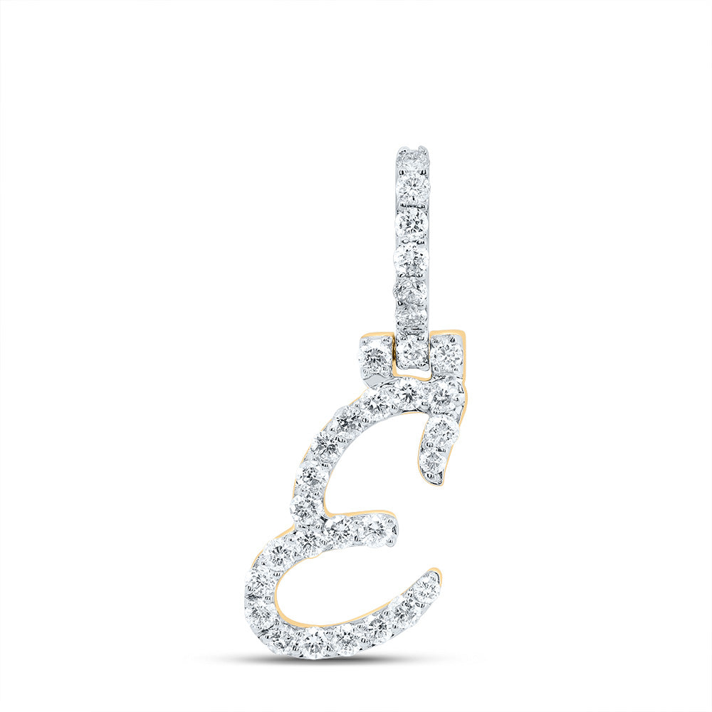 10K Yellow Gold 1/2 CTW-Natural Diamond Fashion Initial "E" Pendant 1.28 Gram