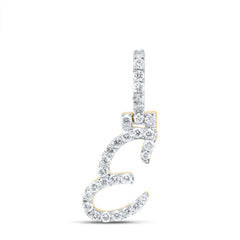 10K Yellow Gold 1/2 CTW-Natural Diamond Fashion Initial "E" Pendant 1.28 Gram