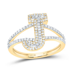 10K Yellow Gold 1/2 CTW-Natural Diamond Fashion Initial "J" Ladies Ring 2.12 Gram