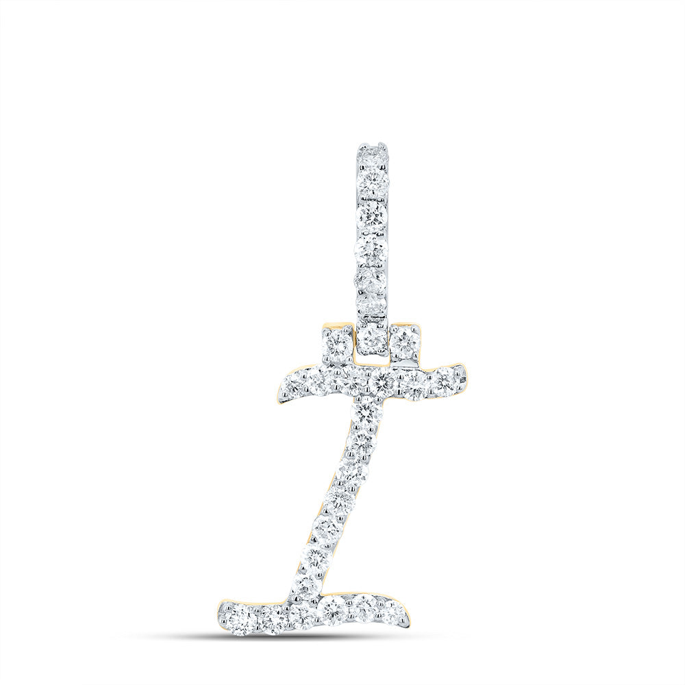 10K Yellow Gold 1/2 CTW-Natural Diamond Fashion Initial "I" Pendant 1.19 Gram