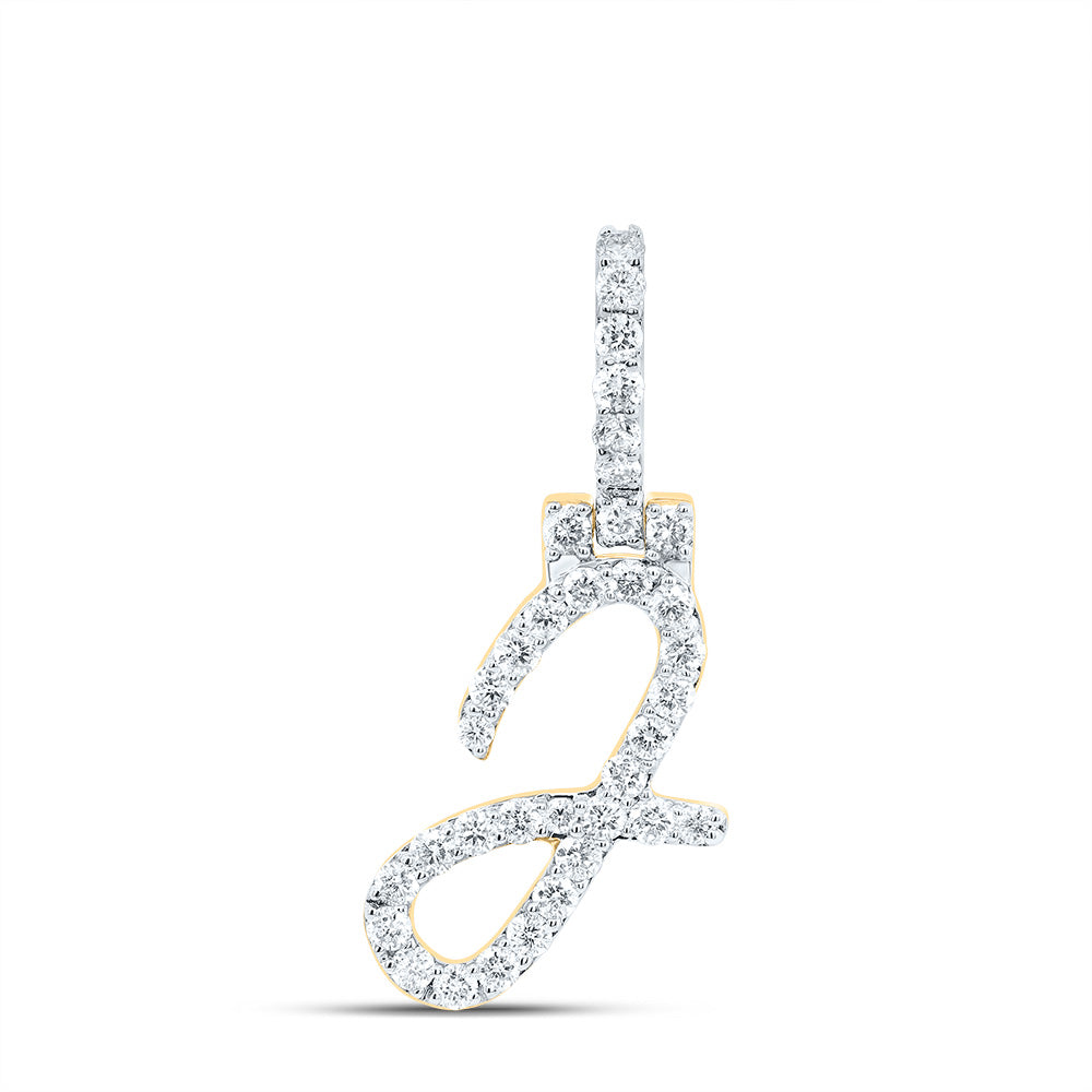 10K Yellow Gold 1/2 CTW-Natural Diamond Fashion Initial "J" Pendant 1.62 Gram