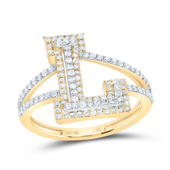 10K Yellow Gold 1/2 CTW-Natural Diamond Fashion Initial "L" Ladies Ring 2.51 Gram