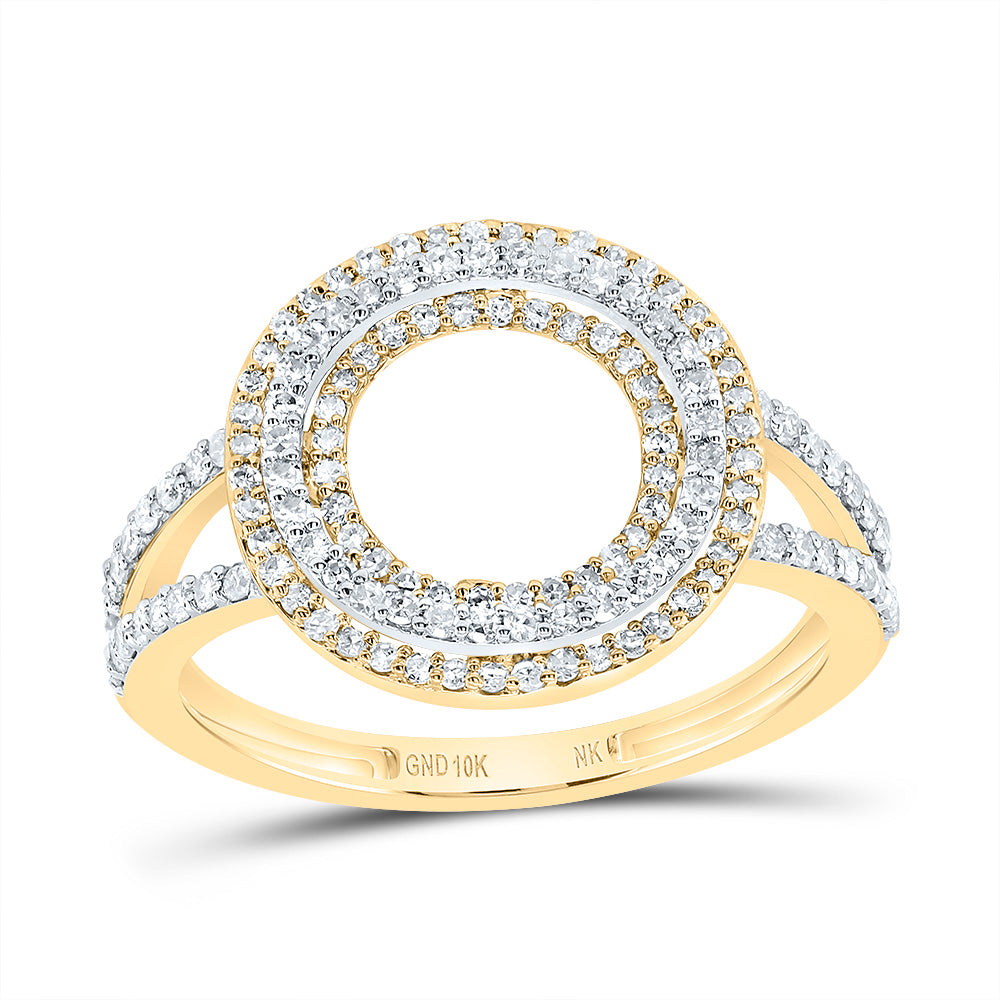 10K Yellow Gold 1/2 CTW-Natural Diamond Fashion Initial "O" Ladies Ring 2.1 Gram