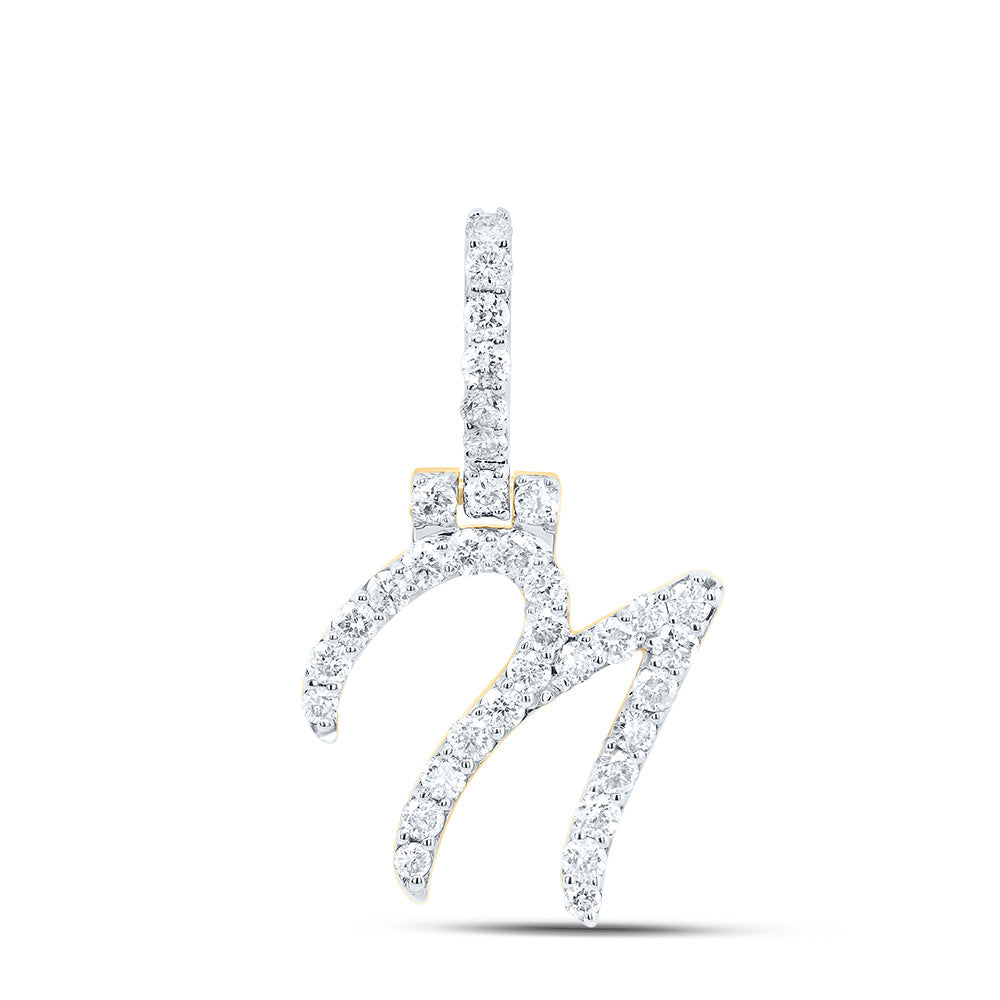 10K Yellow Gold 1/2 CTW-Natural Diamond Fashion Initial "N" Pendant 1.27 Gram