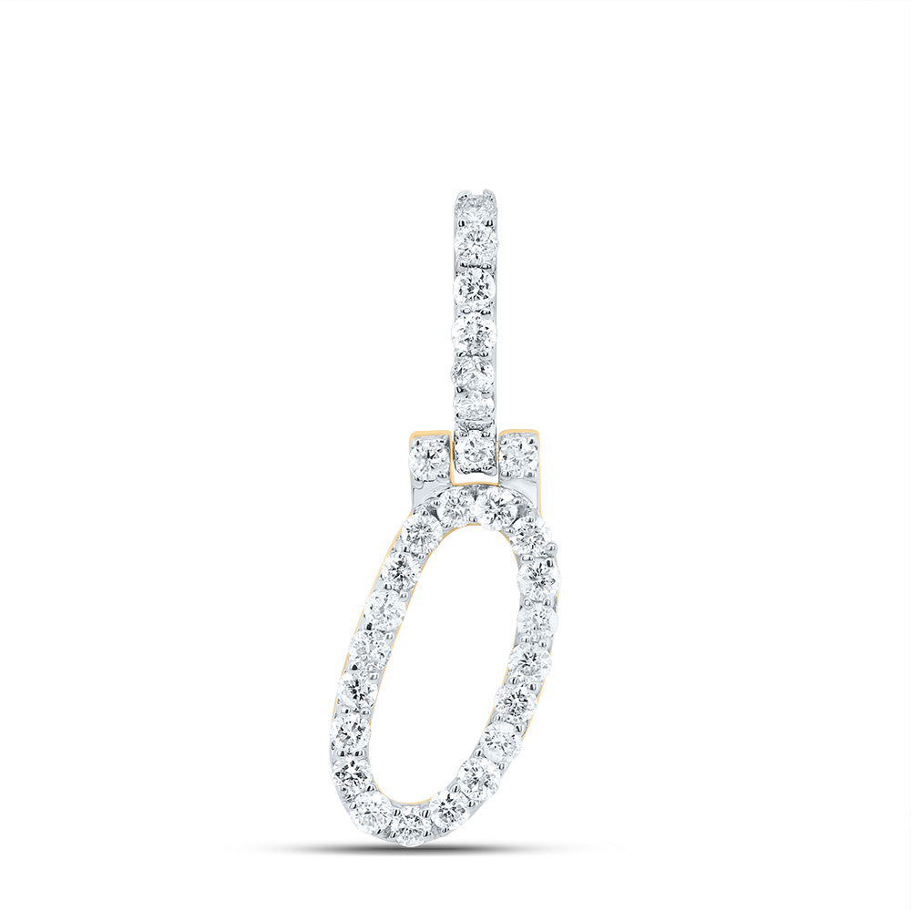 10K Yellow Gold 1/2 CTW-Natural Diamond Fashion Initial "O" Pendant 1.17 Gram