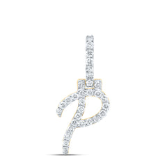 10K Yellow Gold 1/2 CTW-Natural Diamond Fashion Initial "P" Pendant 1.18 Gram