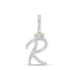 10K Yellow Gold 1/2 CTW-Natural Diamond Fashion Initial "R" Pendant 1.36 Gram