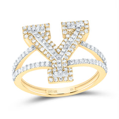 10K Yellow Gold 1/2 CTW-Natural Diamond Fashion Initial "Y" Ladies Ring 2.41 Gram