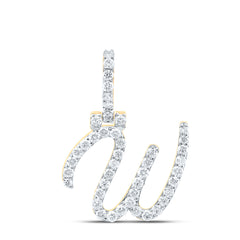 10K Yellow Gold 3/4 CTW-Natural Diamond Fashion Initial "W" Pendant 1.68 Gram