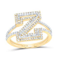 10K Yellow Gold 5/8 CTW-Natural Diamond Fashion Initial "Z" Ladies Ring 2.61 Gram