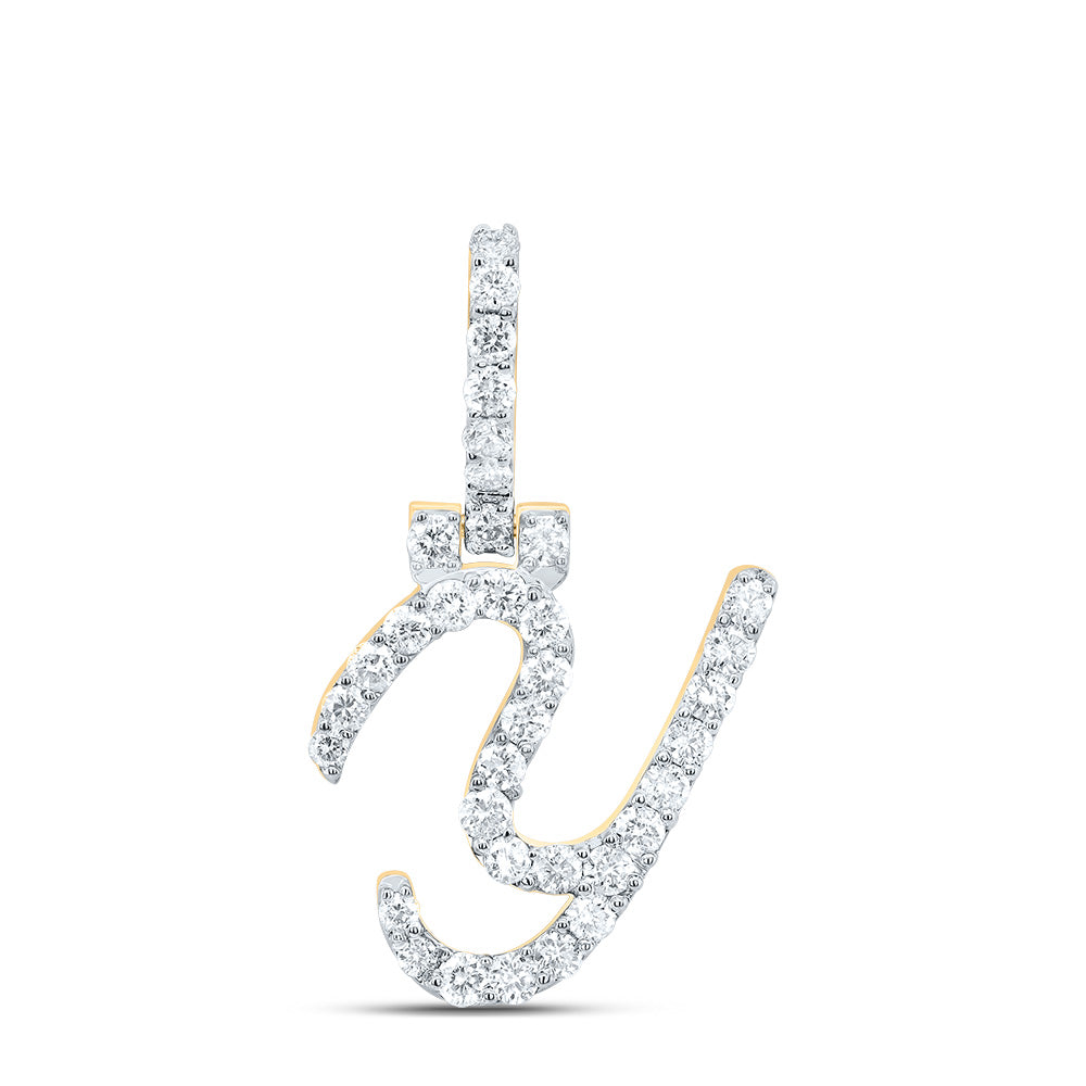 10K Yellow Gold 1/2 CTW-Natural Diamond Fashion Initial "Y" Pendant 1.14 Gram