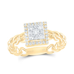 14K Yellow Gold 3/8 CTW-Natural Diamond Square Fashion Ring 3.07 Gram