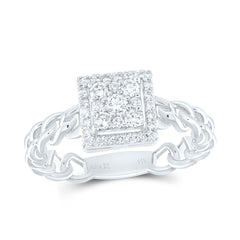 14K White Gold 3/8 CTW-Natural Diamond Square Fashion Ring 3.21 Gram
