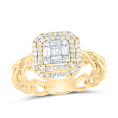 14K Yellow Gold 1/2 CTW-Natural Diamond Octagon Fashion Ring 4.03 Gram