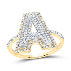 10K Yellow Gold 1/2 CTW-Natural Diamond Fashion Initial "A" Ladies Ring 2.48 Gram