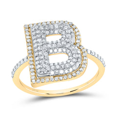 10K Yellow Gold 1/2 CTW-Natural Diamond Fashion Initial "B" Ladies Ring 2.28 Gram