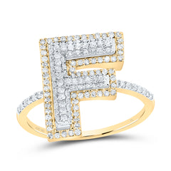10K Yellow Gold 1/2 CTW-Natural Diamond Fashion Initial "F" Ladies Ring 2.20 Gram