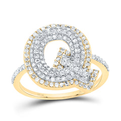 10K Yellow Gold 5/8 CTW-Natural Diamond Fashion Initial "Q" Ladies Ring 2.57 Gram