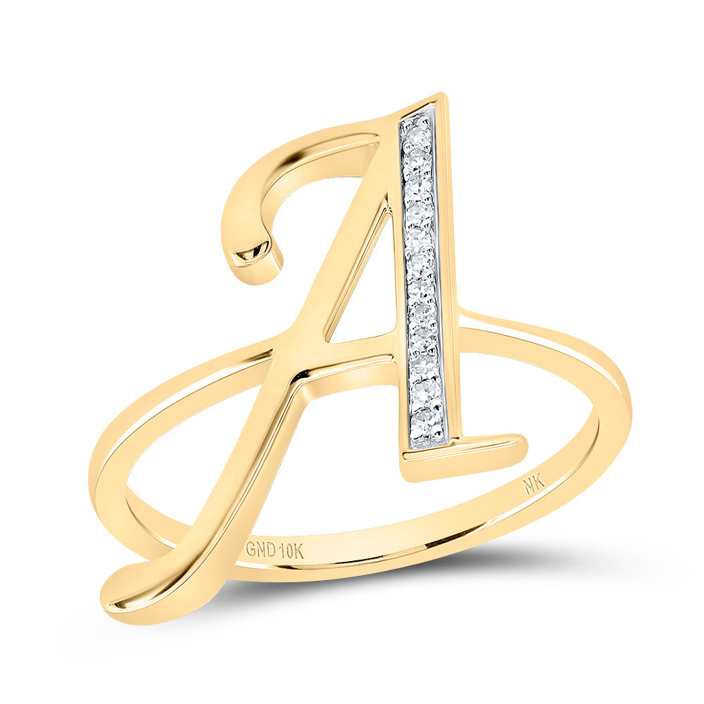 10K Yellow Gold 1/20 CTW-Natural Diamond Gift Initial "A" Ladies Ring 2.37 Gram