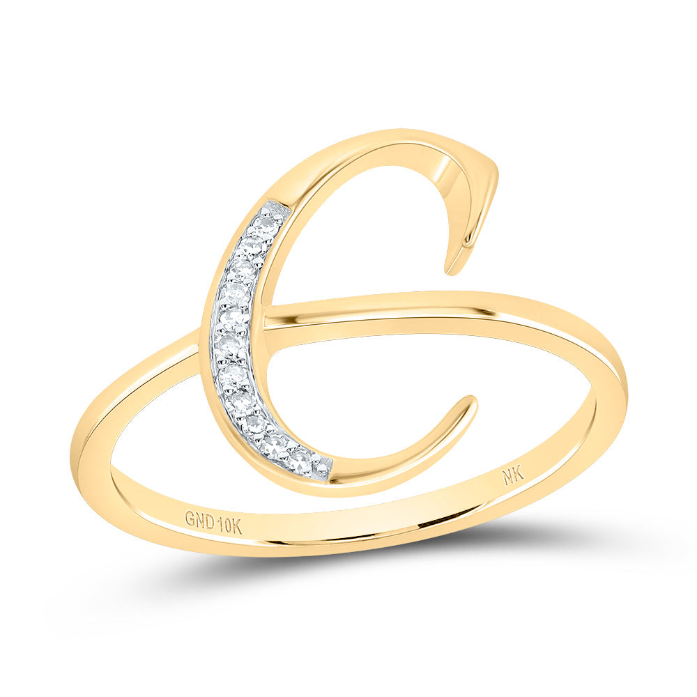 10K Yellow Gold 1/20 CTW-Natural Diamond Gift Initial "C" Ladies Ring 1.68 Gram