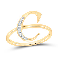 10K Yellow Gold 1/20 CTW-Natural Diamond Gift Initial "C" Ladies Ring 1.68 Gram