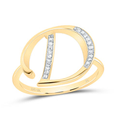 10K Yellow Gold 1/12 CTW-Natural Diamond Gift Initial "D" Ladies Ring 2.39 Gram