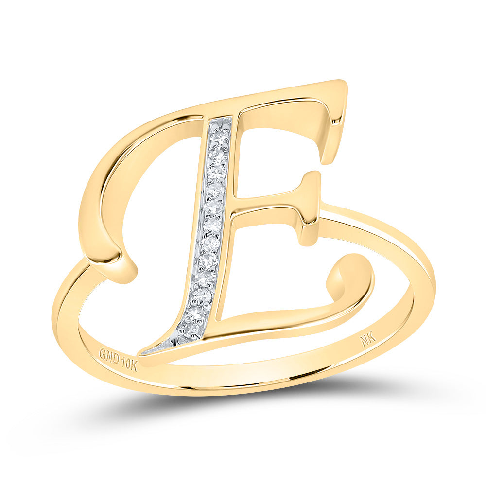 10K Yellow Gold 1/20 CTW-Natural Diamond Gift Initial "E" Ladies Ring 2.35 Gram